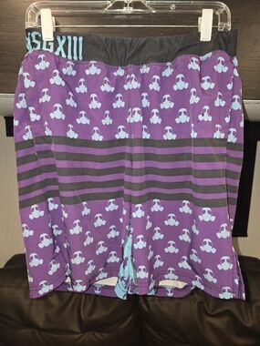 Purple Gas Mask Print Athletic Shorts From No Surrender